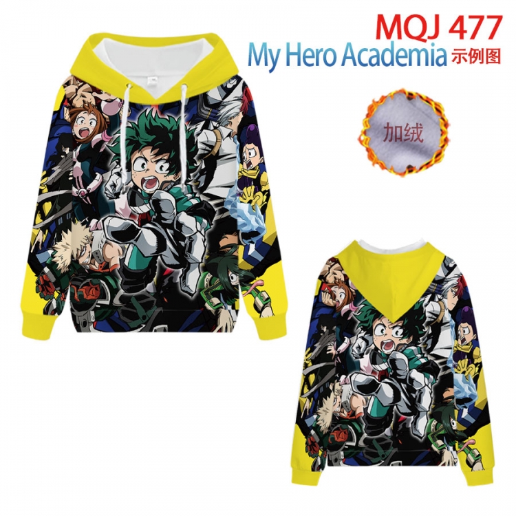 My Hero Academia hooded plus fleece sweater 9 sizes from XXS to 4XL