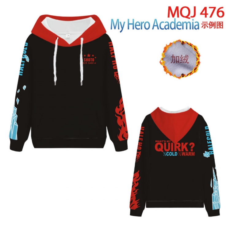 My Hero Academia hooded plus fleece sweater 9 sizes from XXS to 4XL MQJ476