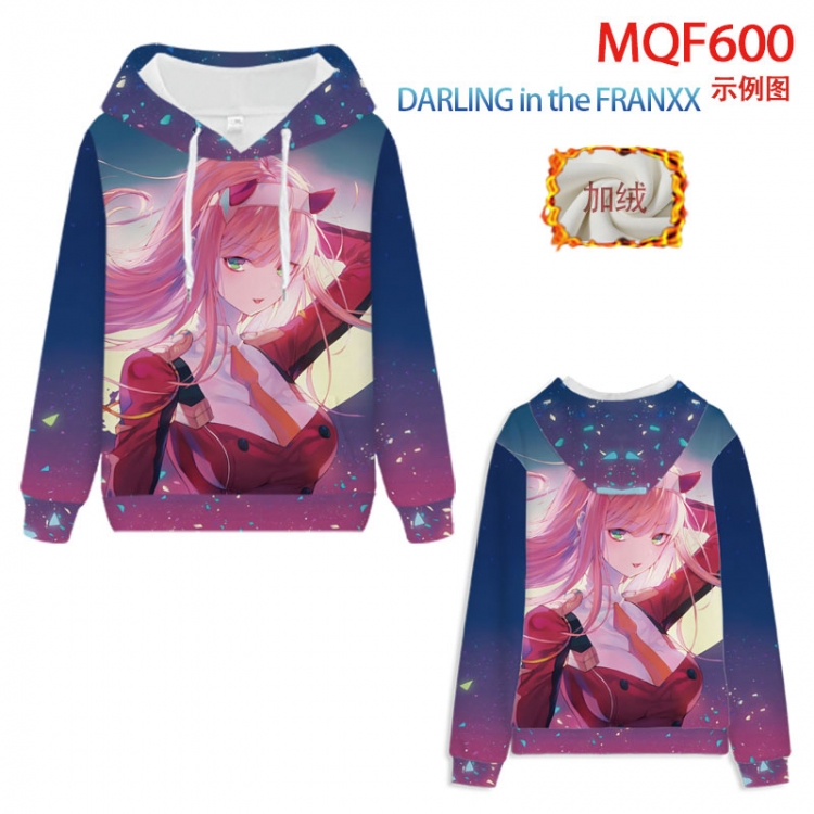 DARLING in the FRANXX Fuhe velvet padded hooded patch pocket sweater 9 sizes from XXS to 4XL MQF600 