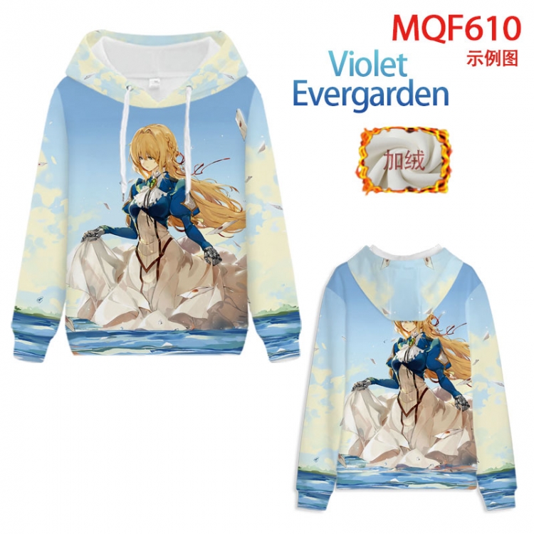 Violet Evergarden Fuhe velvet padded hooded patch pocket sweater 9 sizes from XXS to 4XL MQF610