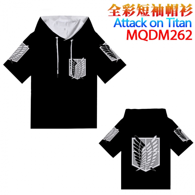 Shingeki no Kyojin Full color hooded pullover short sleeve t-shirt 2XS XS S M L XL 2XL 3XL 4XL MQDM-262