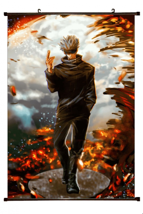 Jujutsu Kaisen  Anime black Plastic rod Cloth painting Wall Scroll 60X90CM Z3-83