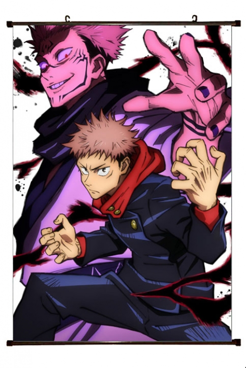 Jujutsu Kaisen  Anime black Plastic rod Cloth painting Wall Scroll 60X90CM  Z3-15