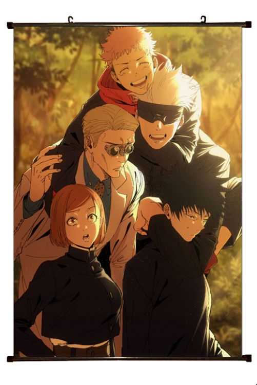 Jujutsu Kaisen  Anime black Plastic rod Cloth painting Wall Scroll 60X90CM Z3-37