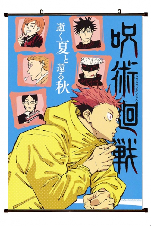 Jujutsu Kaisen  Anime black Plastic rod Cloth painting Wall Scroll 60X90CM Z3-26