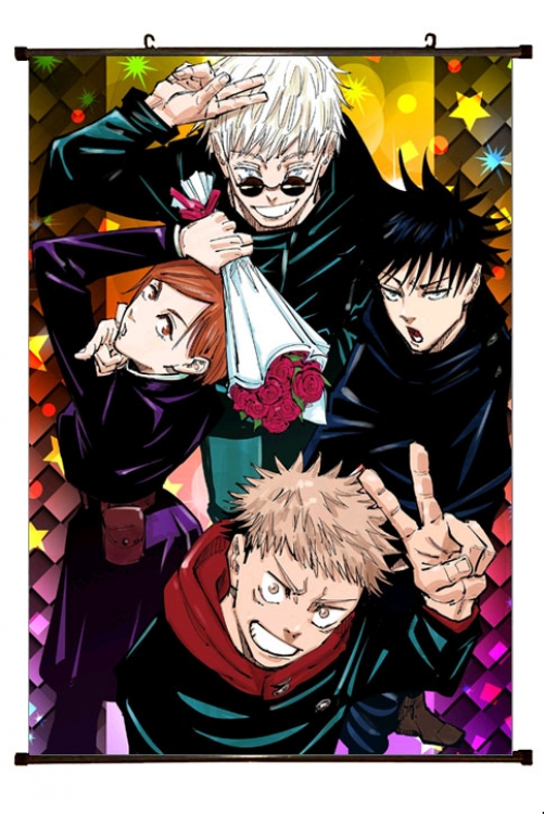 Jujutsu Kaisen  Anime black Plastic rod Cloth painting Wall Scroll 60X90CM Z3-25