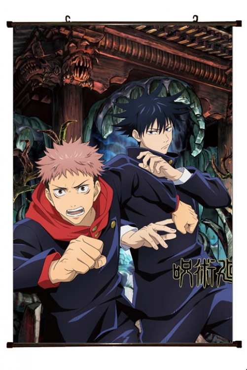 Jujutsu Kaisen  Anime black Plastic rod Cloth painting Wall Scroll 60X90CM Z3-60