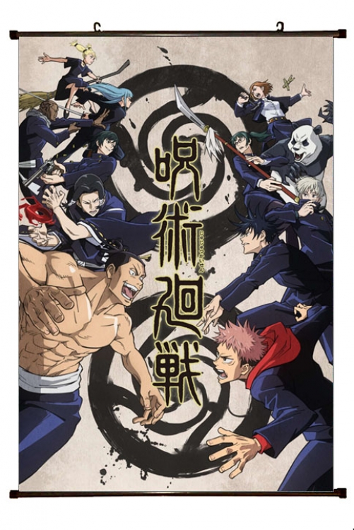 Jujutsu Kaisen  Anime black Plastic rod Cloth painting Wall Scroll 60X90CM Z3-27