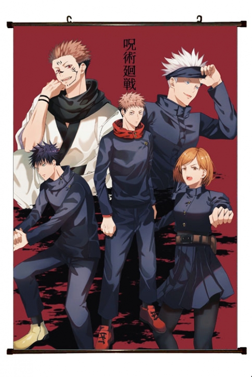 Jujutsu Kaisen  Anime black Plastic rod Cloth painting Wall Scroll 60X90CM Z3-47