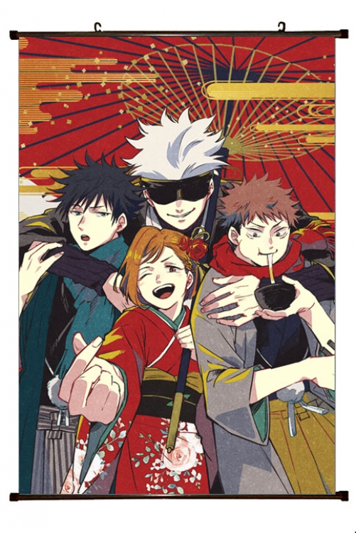 Jujutsu Kaisen  Anime black Plastic rod Cloth painting Wall Scroll 60X90CM  Z3-48