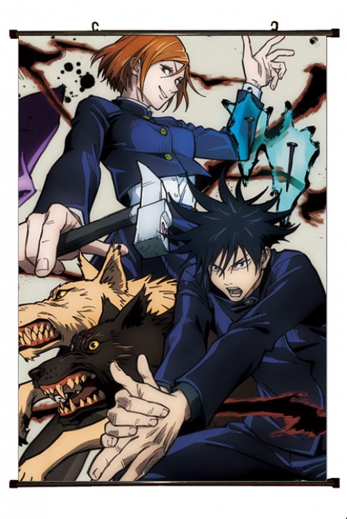 Jujutsu Kaisen  Anime black Plastic rod Cloth painting Wall Scroll 60X90CM Z3-17