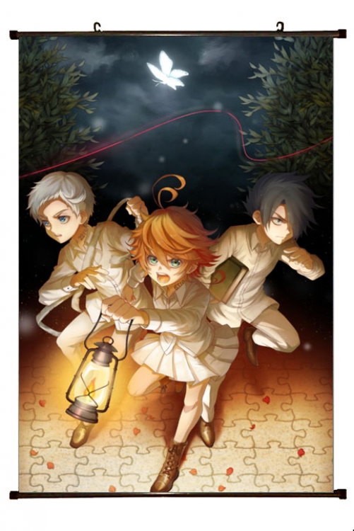 The Promised Neverla Anime black Plastic rod Cloth painting Wall Scroll 60X90CM Y2-31