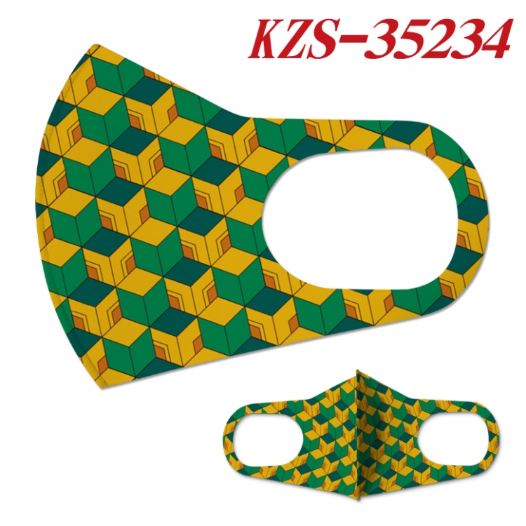 Demon Slayer Kimets Anime ice silk cotton double-sided printing mask scarf price for 5 pcs  KZS-35234A