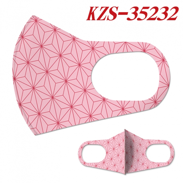Demon Slayer Kimets Anime ice silk cotton double-sided printing mask scarf price for 5 pcs   KZS-35232A