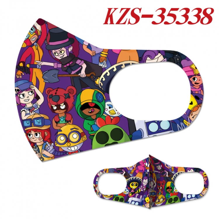 Brawl Stars Anime ice silk cotton double-sided printing mask scarf price for 5 pcs  KZS-35338A