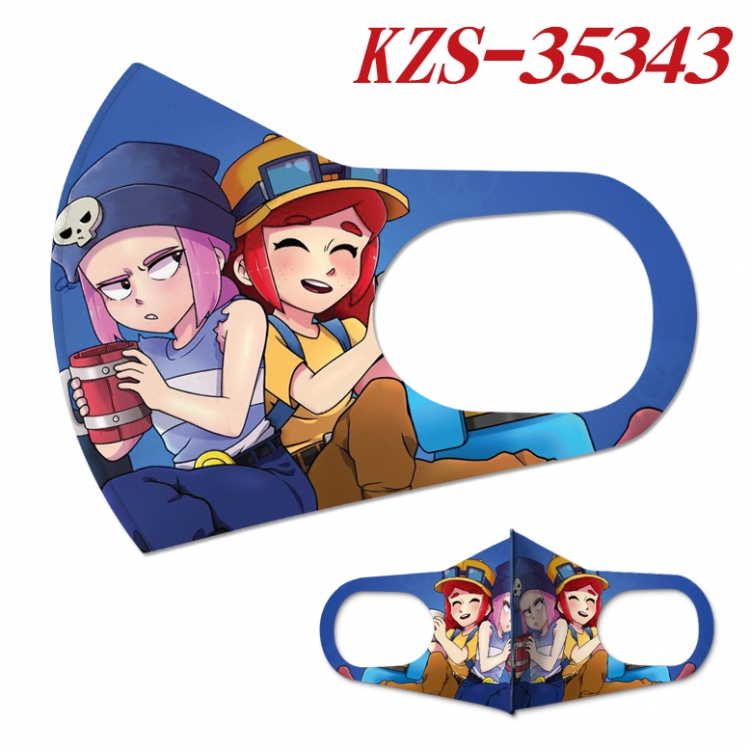 Brawl Stars Anime ice silk cotton double-sided printing mask scarf price for 5 pcs  KZS-35343A