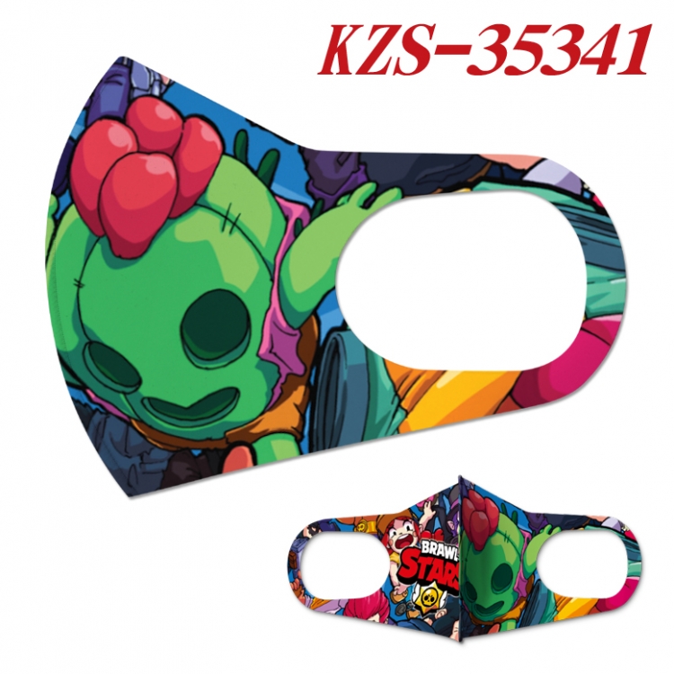 Brawl Stars Anime ice silk cotton double-sided printing mask scarf price for 5 pcs  KZS-35341A