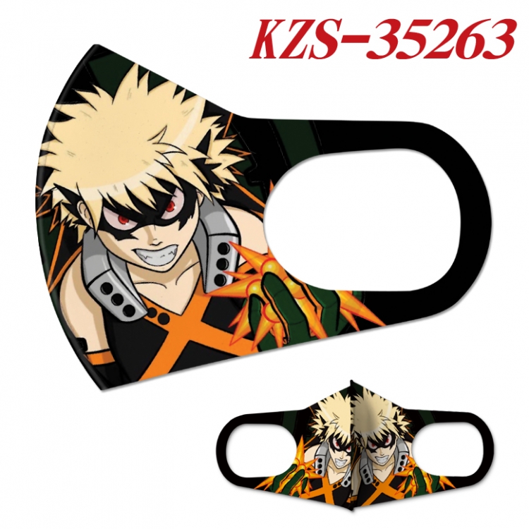 My Hero Academia Anime ice silk cotton double-sided printing mask scarf price for 5 pcs  KZS-35263A
