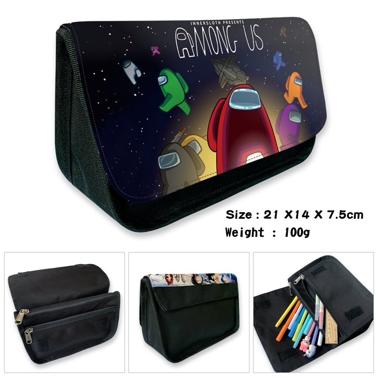 AMONG US Velcro canvas zipper pencil case Pencil Bag  2B