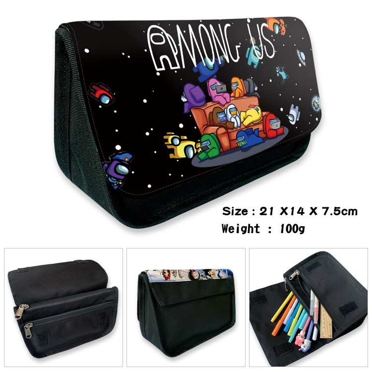 AMONG US Velcro canvas zipper pencil case Pencil Bag   4B