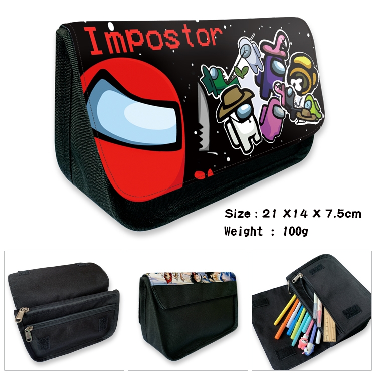 AMONG US Velcro canvas zipper pencil case Pencil Bag  14B