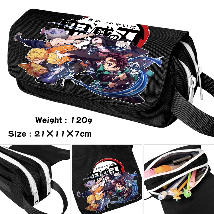 Demon Slayer Kimets Portable waterproof double-layer pencil case Pencil Bag  20x11x7cm