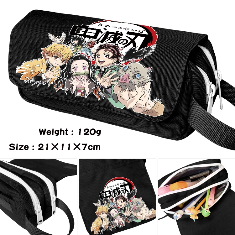 Demon Slayer Kimets Portable waterproof double-layer pencil case Pencil Bag  20x11x7cm