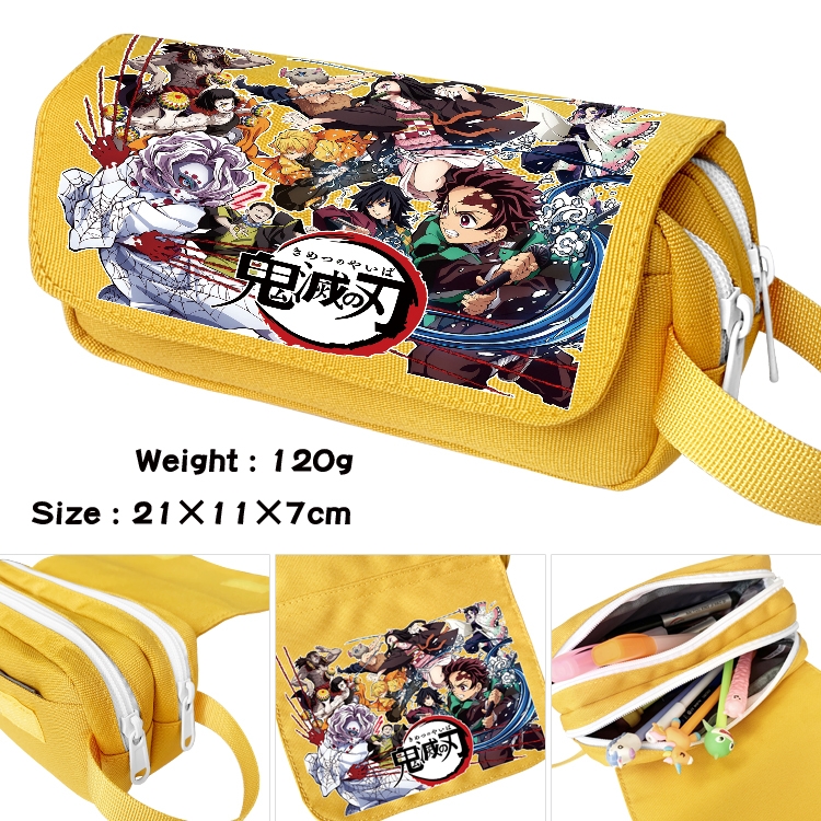 Demon Slayer Kimets Portable waterproof double-layer pencil case Pencil Bag  20x11x7cm