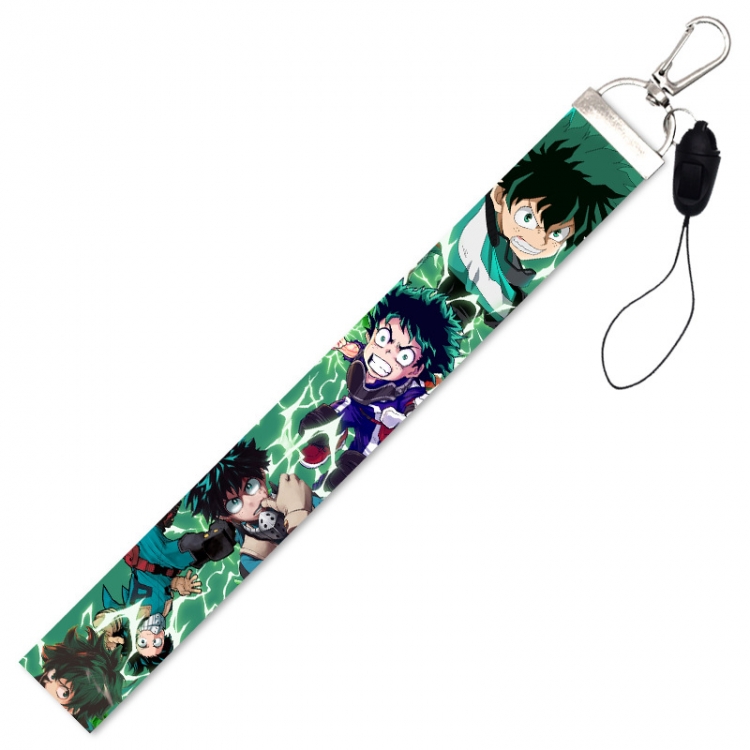 My Hero Academia Anime Silver buckle short mobile phone lanyard  22.5cm price for 10 pcs