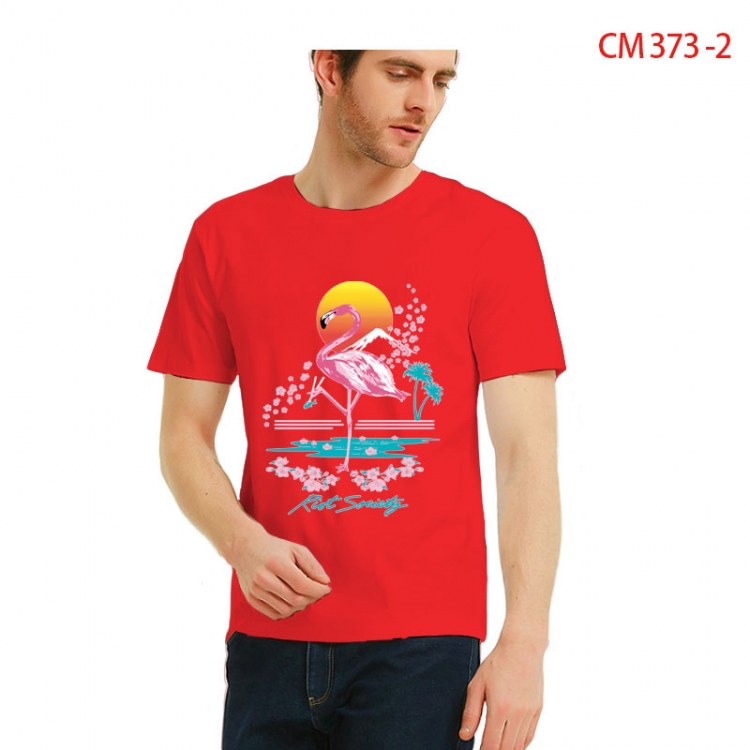 Phoenicopteridae Printed short-sleeved cotton T-shirt from S to 3XL    CM 373 2