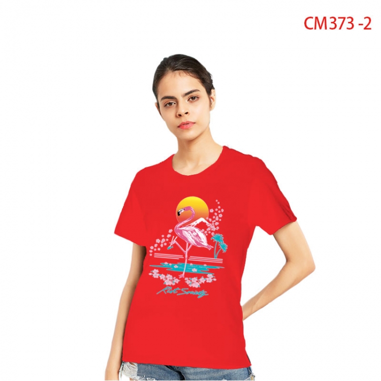 Phoenicopteridae Women's Printed short-sleeved cotton T-shirt from S to 3XL CM 373 2