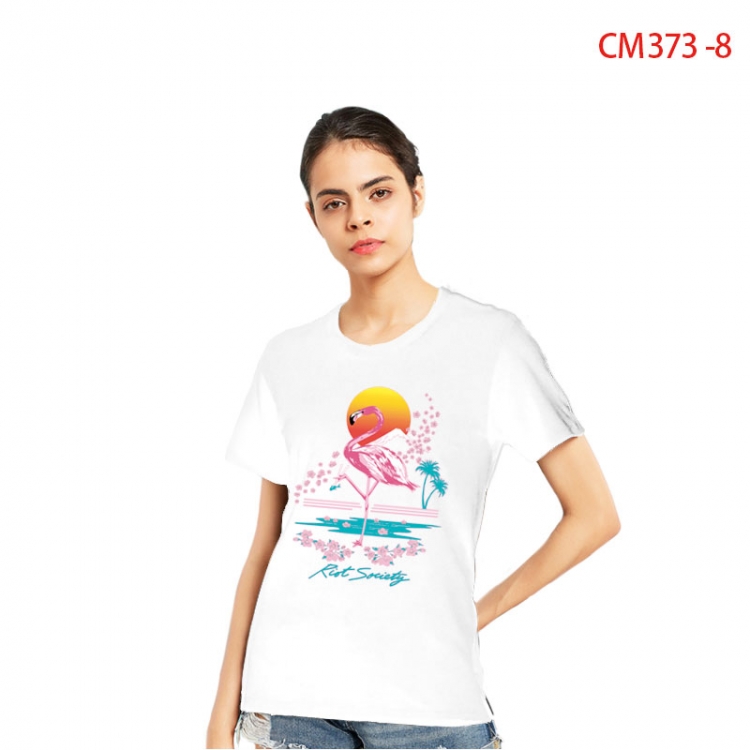 Phoenicopteridae Women's Printed short-sleeved cotton T-shirt from S to 3XL CM 373 8