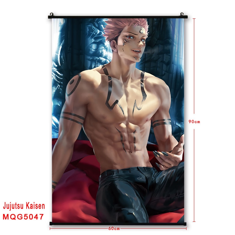 Jujutsu Kaisen Anime black Plastic rod Cloth painting Wall Scroll 60X90CM MQG-5047