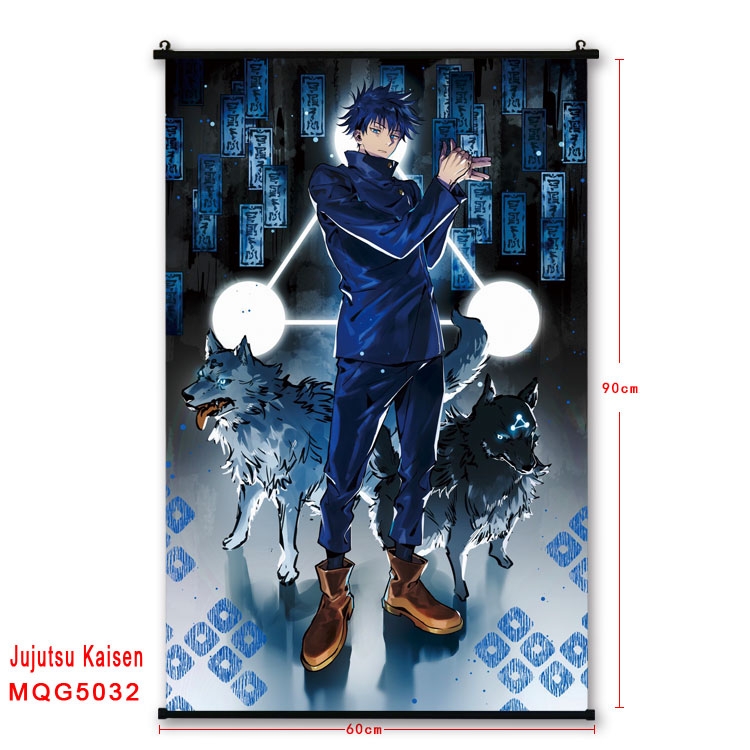 Jujutsu Kaisen Anime black Plastic rod Cloth painting Wall Scroll 60X90CM MQG-5032