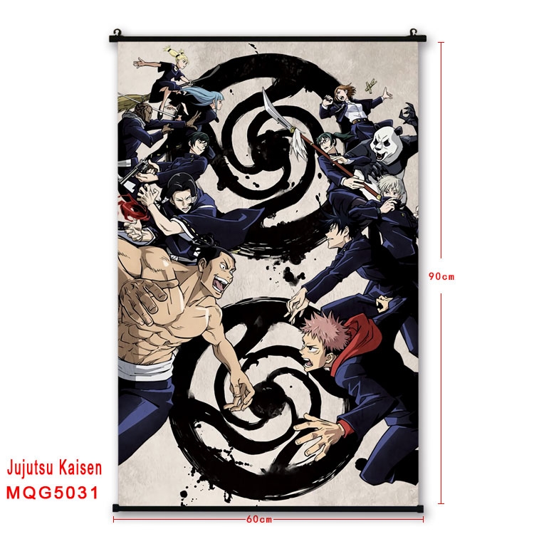 Jujutsu Kaisen Anime black Plastic rod Cloth painting Wall Scroll 60X90CM MQG-5031