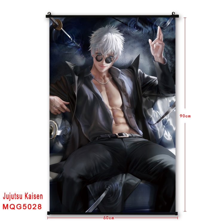 Jujutsu Kaisen Anime black Plastic rod Cloth painting Wall Scroll 60X90CM MQG-5028