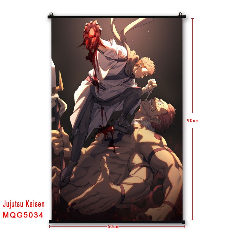 Jujutsu Kaisen Anime black Plastic rod Cloth painting Wall Scroll 60X90CM MQG-5034