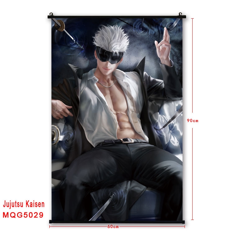 Jujutsu Kaisen Anime black Plastic rod Cloth painting Wall Scroll 60X90CM MQG-5029