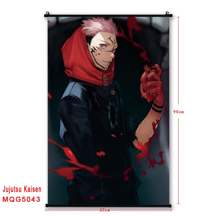 Jujutsu Kaisen Anime black Plastic rod Cloth painting Wall Scroll 60X90CM MQG-5043