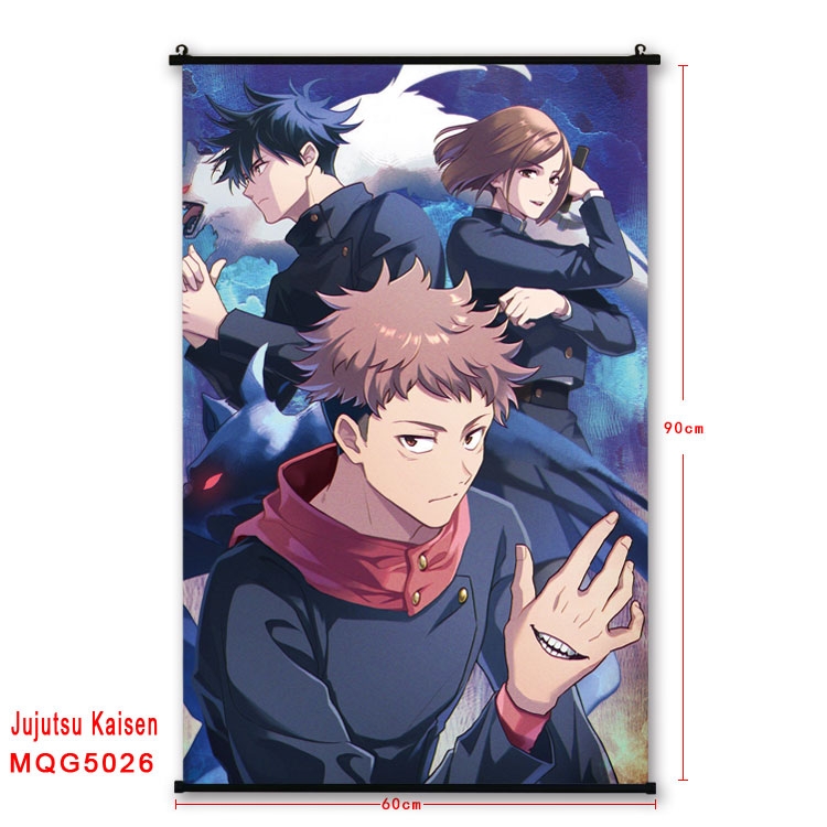 Jujutsu Kaisen Anime black Plastic rod Cloth painting Wall Scroll 60X90CM  MQG-5026