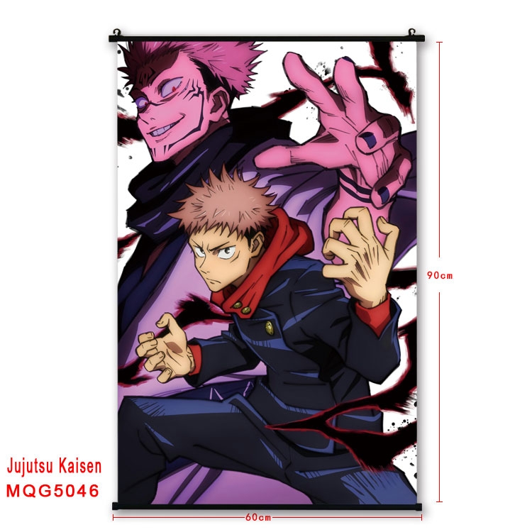 Jujutsu Kaisen Anime black Plastic rod Cloth painting Wall Scroll 60X90CM MQG-5046