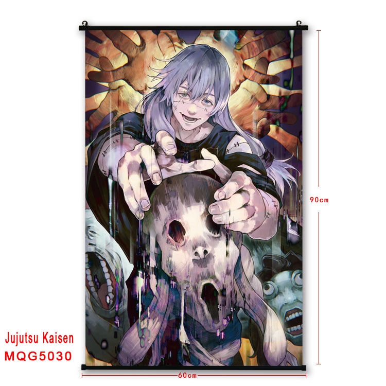 Jujutsu Kaisen Anime black Plastic rod Cloth painting Wall Scroll 60X90CM MQG-5030