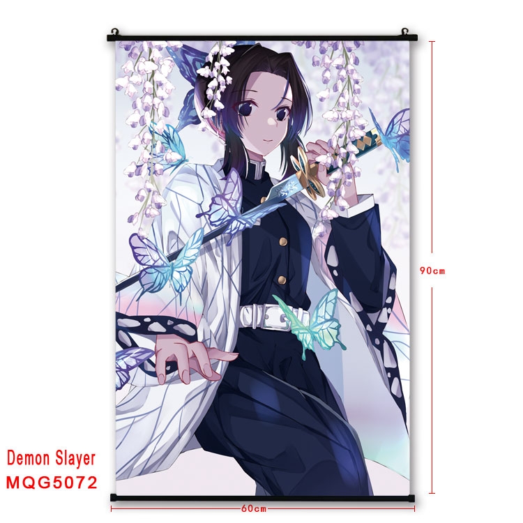 Demon Slayer Kimets  Anime black Plastic rod Cloth painting Wall Scroll 60X90CM MQG5072