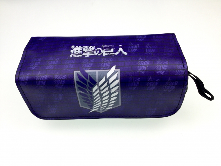 Shingeki no Kyojin Double zipper PU pencil Bag 20X10X7.5M 140G Style D