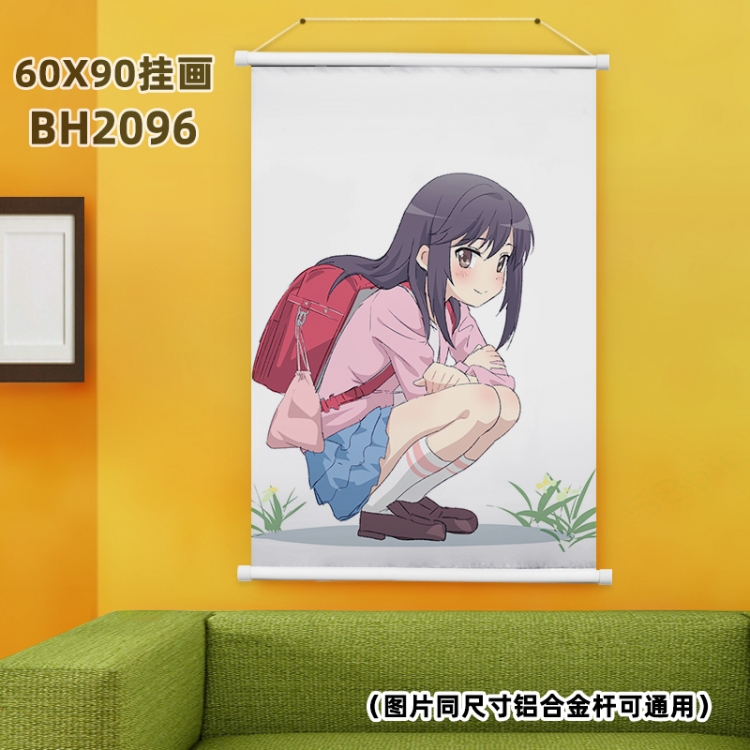 Non Non Biyori  White Plastic rod Cloth painting Wall Scroll 60X90CM BH2096