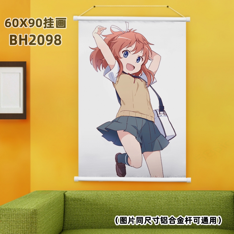 Non Non Biyori  White Plastic rod Cloth painting Wall Scroll 60X90CM BH2098