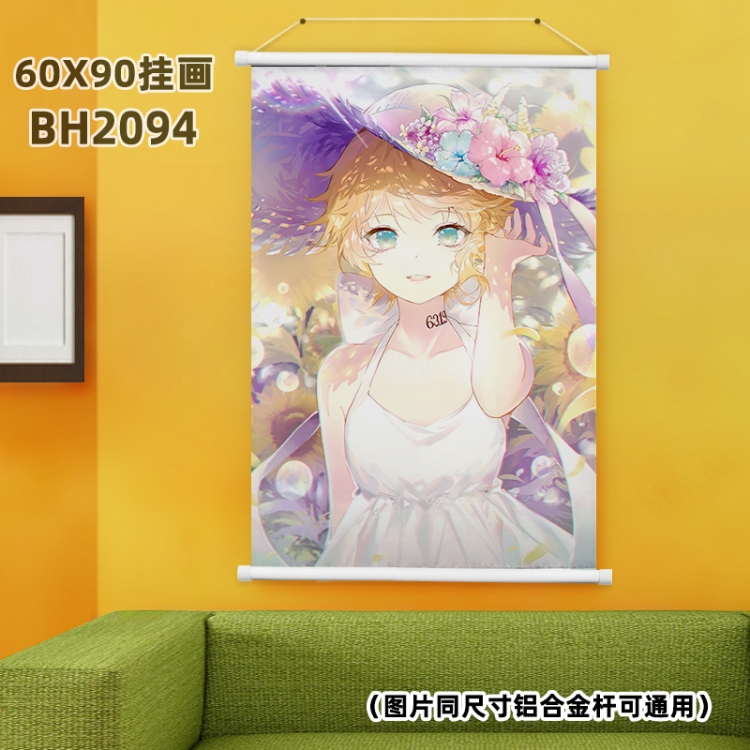 The Promised Neverland White Plastic rod Cloth painting Wall Scroll 60X90CM BH2094