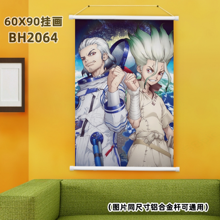 Dr.STONE White Plastic rod Cloth painting Wall Scroll 60X90CM BH2064