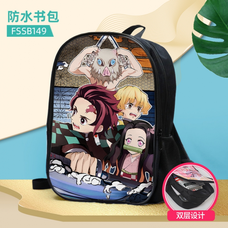 Demon Slayer Kimets Anime double-layer waterproof schoolbag about 40×30×17cm, single style can be customized FSSB149