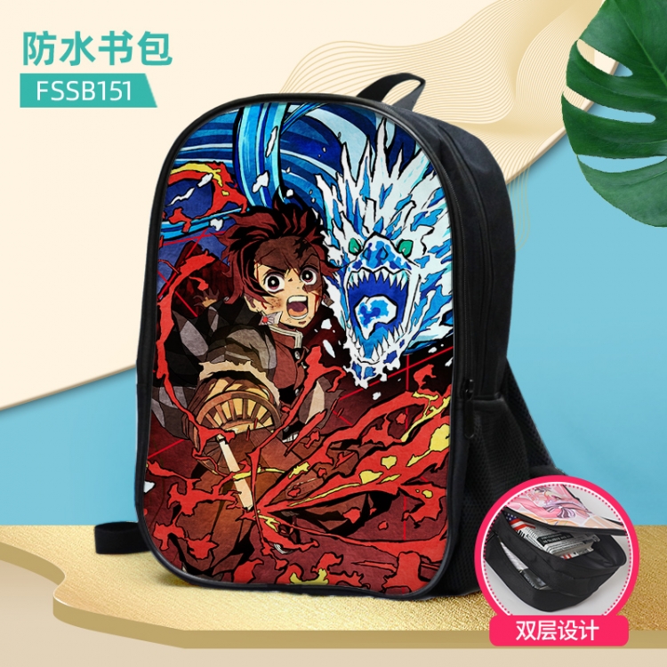 Demon Slayer Kimets Anime double-layer waterproof schoolbag about 40×30×17cm, single style can be customized FSSB151